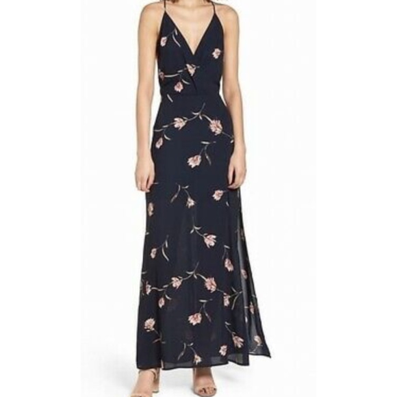 Lush Dresses & Skirts - Lush Navy Maxi Dress with Flower Print